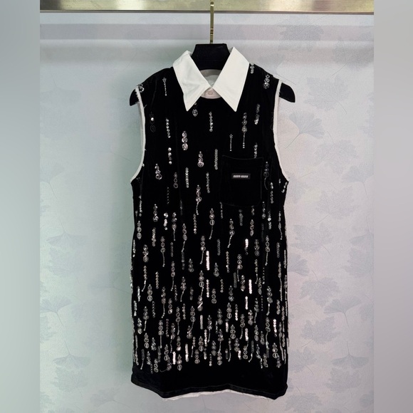 Miu Miu Dresses & Skirts - Miu Miu Black and White Sequin Midi Dress